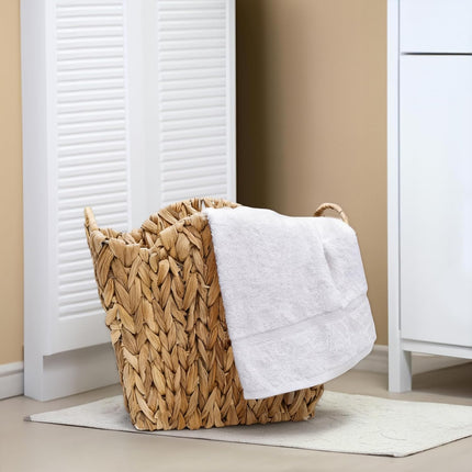 Wicker Waste Basket, Handwoven Trash Can with Built-in Handles, Rattan Bin for Bathroom, Water Hyacinth Garbage Storage Container Bedroom Office Laundry Utility Room.