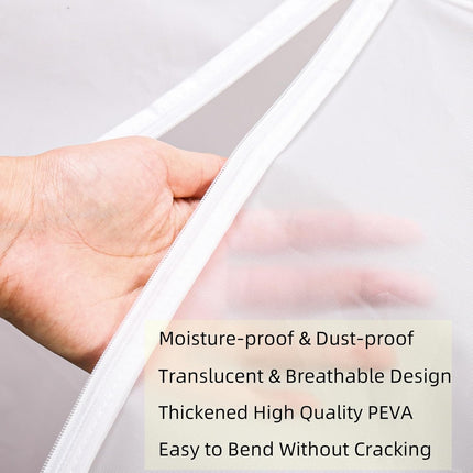 4 Pack Hanging Garment Bags, 43" 35" Long Large Closet Clothes Protector with Zipper, Plastic Jackets Storage Rack Cover for Shirt Suits Coat Dress, Bottom Enclosed (Rack not included).