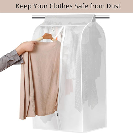 4 Pack Hanging Garment Bags, 43" 35" Long Large Closet Clothes Protector with Zipper, Plastic Jackets Storage Rack Cover for Shirt Suits Coat Dress, Bottom Enclosed (Rack not included).