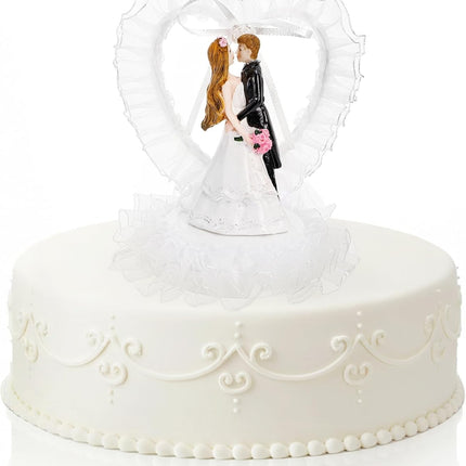 5.5" Bride Groom Cake Topper, Resin Wedding Toppers, Elegant Couple Hugging Figurine Decorative Status for Anniversary, Engagement Parties, Bridal Showers, Decoration Gifts.