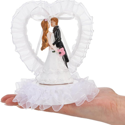 5.5" Bride Groom Cake Topper, Resin Wedding Toppers, Elegant Couple Hugging Figurine Decorative Status for Anniversary, Engagement Parties, Bridal Showers, Decoration Gifts.