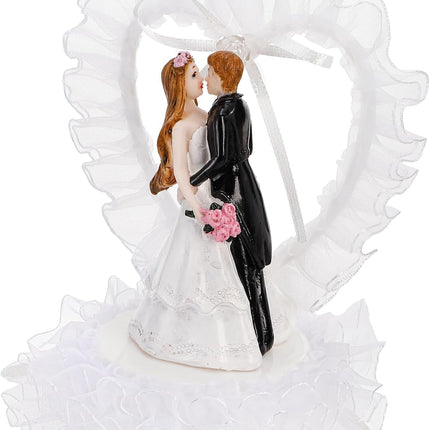 5.5" Bride Groom Cake Topper, Resin Wedding Toppers, Elegant Couple Hugging Figurine Decorative Status for Anniversary, Engagement Parties, Bridal Showers, Decoration Gifts.