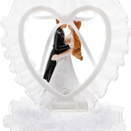 5.5" Bride Groom Cake Topper, Resin Wedding Toppers, Elegant Couple Hugging Figurine Decorative Status for Anniversary, Engagement Parties, Bridal Showers, Decoration Gifts.