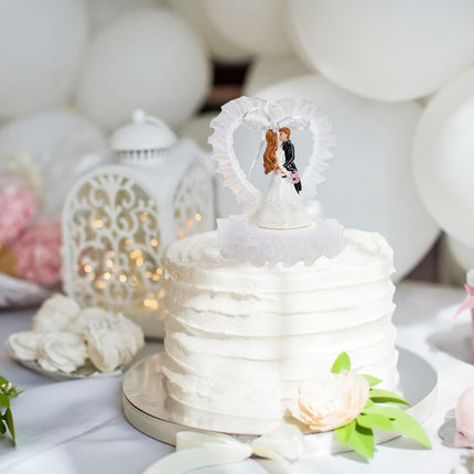 5.5" Bride Groom Cake Topper, Resin Wedding Toppers, Elegant Couple Hugging Figurine Decorative Status for Anniversary, Engagement Parties, Bridal Showers, Decoration Gifts.