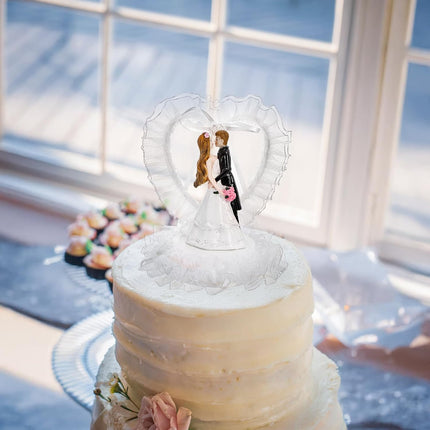 5.5" Bride Groom Cake Topper, Resin Wedding Toppers, Elegant Couple Hugging Figurine Decorative Status for Anniversary, Engagement Parties, Bridal Showers, Decoration Gifts.