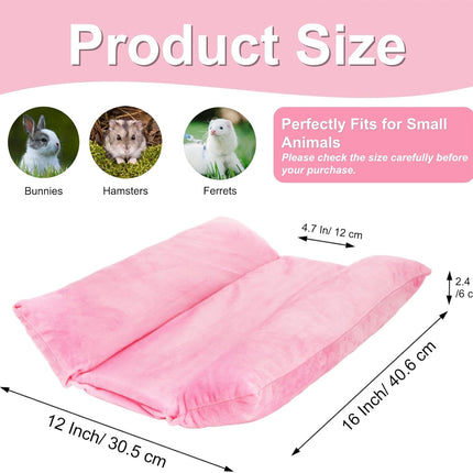 16" x 12" Soft Bunny Bed, Thick Rabbits Concave Beds, Reversible Cuddle Cushion Plush Mat with Cotton Lounger Pillows, Washable Fleece Flop Bedding for Guinea Pig, Ferret, Small Animals.