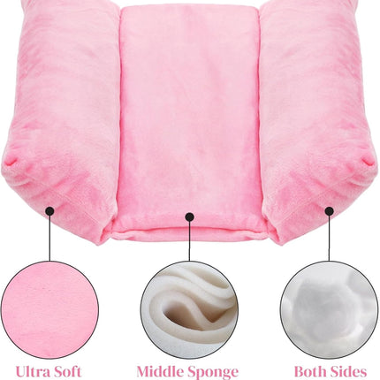 16" x 12" Soft Bunny Bed, Thick Rabbits Concave Beds, Reversible Cuddle Cushion Plush Mat with Cotton Lounger Pillows, Washable Fleece Flop Bedding for Guinea Pig, Ferret, Small Animals.