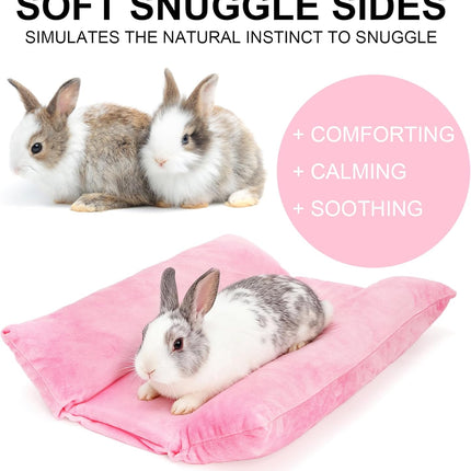 16" x 12" Soft Bunny Bed, Thick Rabbits Concave Beds, Reversible Cuddle Cushion Plush Mat with Cotton Lounger Pillows, Washable Fleece Flop Bedding for Guinea Pig, Ferret, Small Animals.