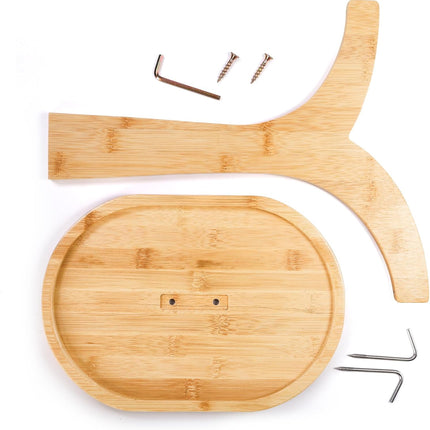 Double Hooks Banana Hanger Stand, 14 Inch Wood Holder, Stable Keeper for Kitchen Countertop.
