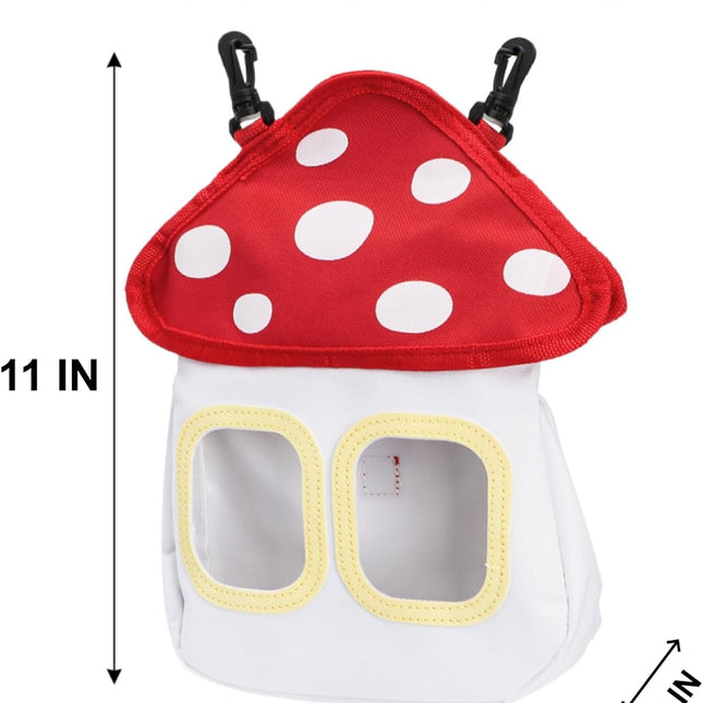 Bunny Hay Feeder Bag, Cute Mushroom Hanging Holder, Durable Dispenser with 600D Oxford Fabric for Guinea Pigs Chinchillas Hamster, Small Animal Cage Accessories.