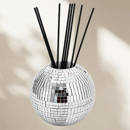 2 Pack Disco Ball Pencil Holder for Desk, 4 Inch Pen Organizer with Silver Sequins, Shiny Plastic Makeup Brush Holder, Sparkling Mirror Glass Flower Pot Cup Home Office Classroom Decor.