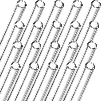 20 Pieces 12 In Glass Blowing Tubes, 12mm OD 8mm ID 2mm Thick Wall Borosilicate Pipe, Clear glass Bubble Tubing with 4 Cleaning Brush for Laboratory Experiment Art DIY.