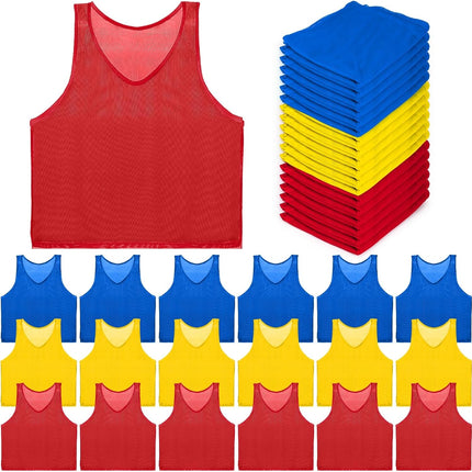 18 Pack Pinnies for Adults, Quick Dry Basketball Practice Jersey, Breathable Mesh Scrimmage Vest Youth Soccer Football Volleyball, 3 Colors.