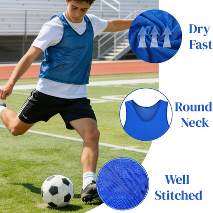 18 Pack Pinnies for Adults, Quick Dry Basketball Practice Jersey, Breathable Mesh Scrimmage Vest Youth Soccer Football Volleyball, 3 Colors.