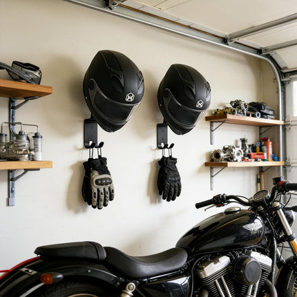 4 Pack Motorcycle Helmet Wall Mount, Helmets Holder with Double Key Hook, Hanger Gear Rack for Bike Baseball Tactical Football Skiing Accessories.
