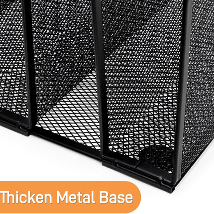 Adjustable Desk File Organizer, 5 Sections Upright Desktop Standing Wire Mesh Paper Divider, Sturdy Metal Folder Sorter for Office Supplies.