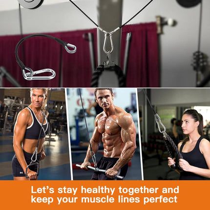 2PCS Gym Cable Extension,Replacement Machine Accessories,Cable Pulley Attachments for -Thick 5mm(0.2inch) Heavy Duty Steel Wire Rope Home Cable, Leg Extensions  10 inch (2PCS).