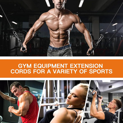 2PCS Gym Cable Extension,Replacement Machine Accessories,Cable Pulley Attachments for -Thick 5mm(0.2inch) Heavy Duty Steel Wire Rope Home Cable, Leg Extensions  10 inch (2PCS).