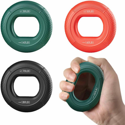 Grip Strength Trainer (30-80lbs) - 6 Resistance Levels, 3PCS Silicone Hand Strengthener Rings for Rock Climbing, Athletes, Finger Workout & Stress Relief Double Force Design 3 colors.