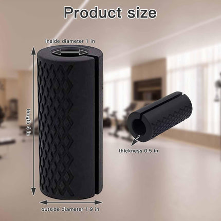 Thick Dumbbell & Barbell Grips for Weightlifting - High-Density Silicone Rubber, Non-Slip Gym Muscle Growth, Hand Stress Relief, Arm Blaster Adapter (1 Pair) Black.