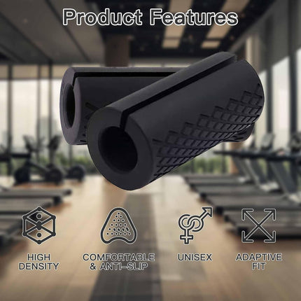 Thick Dumbbell & Barbell Grips for Weightlifting - High-Density Silicone Rubber, Non-Slip Gym Muscle Growth, Hand Stress Relief, Arm Blaster Adapter (1 Pair) Black.