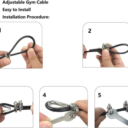 Adjustable Fitness Pulley Cable,Replacement Cable Machine Accessories,Cable Attachments for Gym -Thick 5mm(0.2inch) Heavy Duty Steel Wire Rope Home  138".