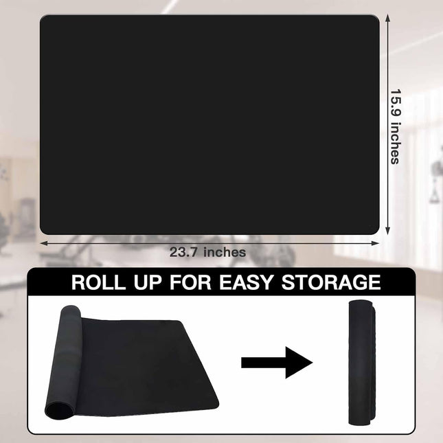 Non-Slip Elliptical Machine Mat - Durable Workout for Under Desk Ellipticals, Seated Foot Pedal Exercisers, Floor Protection & Stability Home Gym Equipment (23.7" x 15.9") Black.