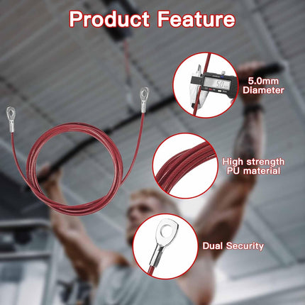 Replacement Cables for Home Gym, Fitness Pulley Cable, Weight Machine Cable -Thick 5mm(0.2inch) Heavy Duty Steel Wire Rope Gym  138''.