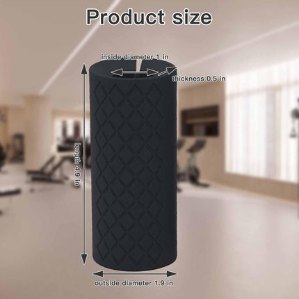 Thick Dumbbell & Barbell Grips for Weightlifting - High-Density Silicone Rubber, Non-Slip Gym Muscle Growth, Hand Stress Relief, Arm Blaster Adapter (1 Pair) Black.