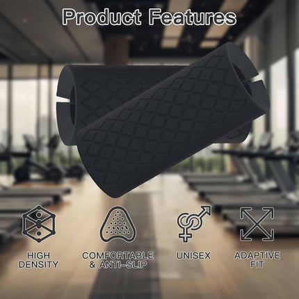 Thick Dumbbell & Barbell Grips for Weightlifting - High-Density Silicone Rubber, Non-Slip Gym Muscle Growth, Hand Stress Relief, Arm Blaster Adapter (1 Pair) Black.
