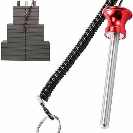 Universal Magnetic Weight Stack Pin with Pull Rope - Heavy Duty Gym for Machines | Commercial & Home Accessories Replacement Pins Strength Training Equipment Red.