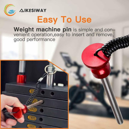 Universal Magnetic Weight Stack Pin with Pull Rope - Heavy Duty Gym for Machines | Commercial & Home Accessories Replacement Pins Strength Training Equipment Red.