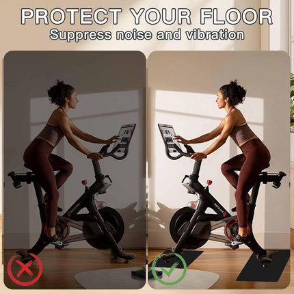 2-Pack Non-Slip Exercise Bike Mat for Peloton & Concept 2 Rower - Protects Hardwood Floors Carpets Gym Equipment Spin Bikes, Trainers, Home Workouts  11.8 inches x 23.6".