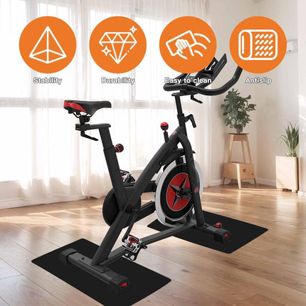 2-Pack Non-Slip Exercise Bike Mat for Peloton & Concept 2 Rower - Protects Hardwood Floors Carpets Gym Equipment Spin Bikes, Trainers, Home Workouts  11.8 inches x 23.6".