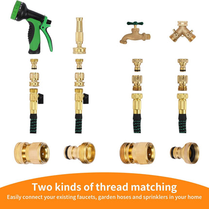 Garden Hose Quick Connect Solid Brass Connector Water Connectors Easy Fittings Standard 3/4 inch GHT, 4 Complete Sets female & Male, Free Washers Gaskets.