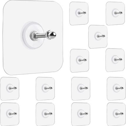 Wall Hangers Without Nails, 14 Packs Heavy Duty Adhesive Hooks, Hooks for Hanging, Screw Free Sticker, Seamless Screws Mount, 2 in 1 Reusable (18mm) Pack.