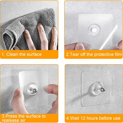 Wall Hangers Without Nails, 14 Packs Heavy Duty Adhesive Hooks, Hooks for Hanging, Screw Free Sticker, Seamless Screws Mount, 2 in 1 Reusable (18mm) Pack.