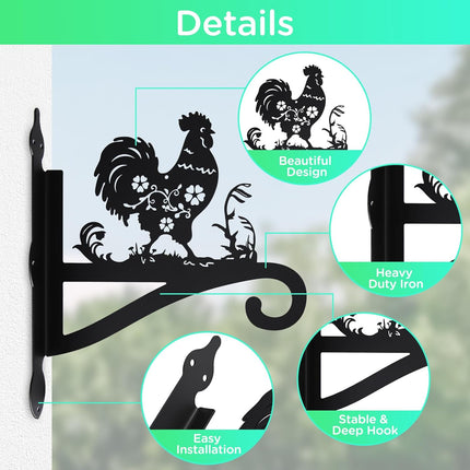 Plant Hanger Outdoor & Indoor, Chicken Decor Hanging Basket Hooks, Wall Hangers for Plant, Flower Basket, Bird Feeder, Lantern, Wind Chimes, Coop Accessories-Patio, Garden, Home.