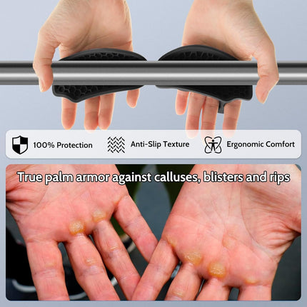 Weight Lifting Grips - Rubber Anti-Slip Workout Grips, Ergonomics Hand Protector Gloves for Gym Training and Exercise, Dumbbell, Bar Pad, Pull Up Men Women, No Sweaty (Black).