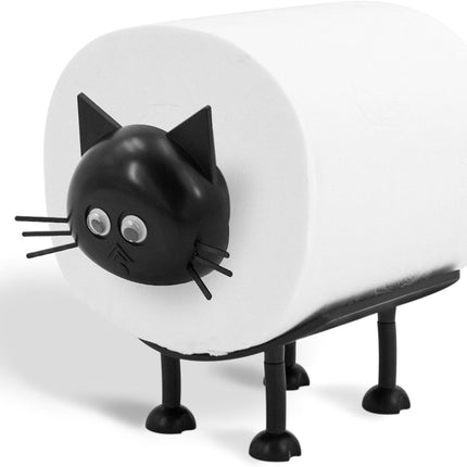 Cat Toilet Roll Holder: Tissue Paper Storage Stand - 3D Printed Black Loo Holder Bathroom Set for Shelf Housewarming Gift Decor (Cat-1Pcs) Cat-1pcs.