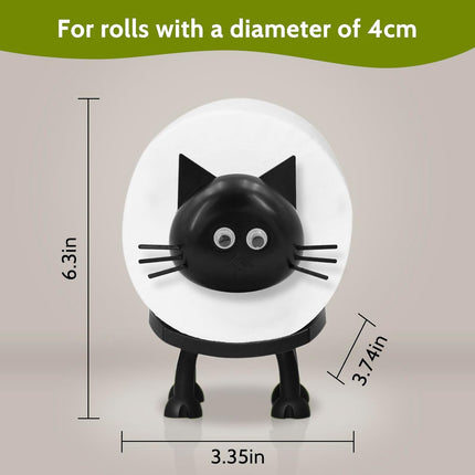 Cat Toilet Roll Holder: Tissue Paper Storage Stand - 3D Printed Black Loo Holder Bathroom Set for Shelf Housewarming Gift Decor (Cat-1Pcs) Cat-1pcs.