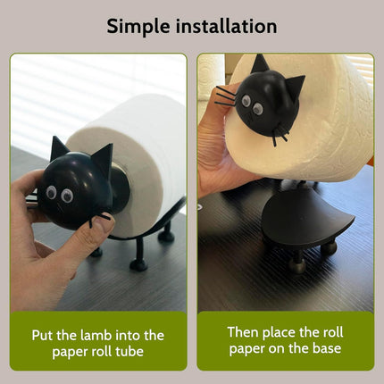 Cat Toilet Roll Holder: Tissue Paper Storage Stand - 3D Printed Black Loo Holder Bathroom Set for Shelf Housewarming Gift Decor (Cat-1Pcs) Cat-1pcs.