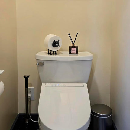 Cat Toilet Roll Holder: Tissue Paper Storage Stand - 3D Printed Black Loo Holder Bathroom Set for Shelf Housewarming Gift Decor (Cat-1Pcs) Cat-1pcs.