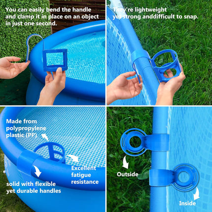 Poolside Cup Holder for Above Ground Pools, Pool Drink Holders Party ONLY FITS 2 Inch or Less Round Top Bar (Blue - 4 Pack) Blue Pack.