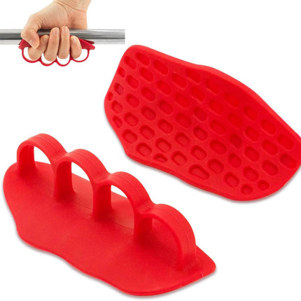 Anti-Slip Workout Grips: New Rubber Gym Grips Deadlifts Palm Protection Gloves for Weight Lifting, Dumbbell, Deadlift, Bar Pad Pull Up Grippers, Training and Exercise Men Women Red Pair.