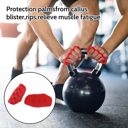 Anti-Slip Workout Grips: New Rubber Gym Grips Deadlifts Palm Protection Gloves for Weight Lifting, Dumbbell, Deadlift, Bar Pad Pull Up Grippers, Training and Exercise Men Women Red Pair.