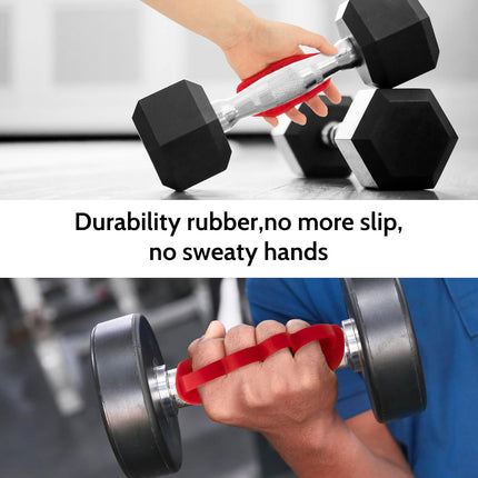 Anti-Slip Workout Grips: New Rubber Gym Grips Deadlifts Palm Protection Gloves for Weight Lifting, Dumbbell, Deadlift, Bar Pad Pull Up Grippers, Training and Exercise Men Women Red Pair.