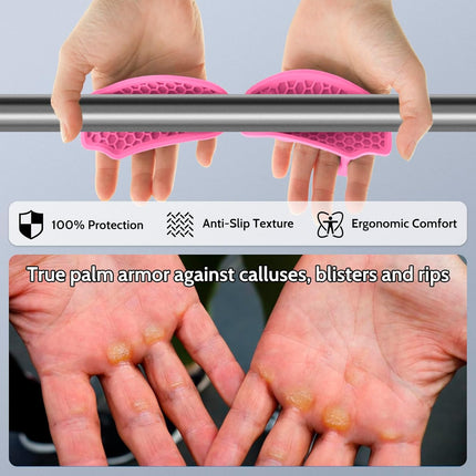 Weight Lifting Grips - Rubber Anti-Slip Workout Grips, Ergonomics Hand Protector Gloves for Gym Training and Exercise, Dumbbell, Bar Pad, Pull Up Men Women, No Sweaty (Red).
