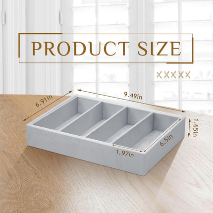 4 Pcs Gray Sunglass Organizer Trays Grids Velvet Glasses Holder Jewelry Display Eyeglasses Storage Box Drawer.