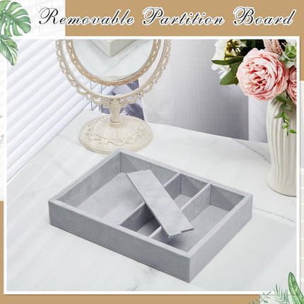 4 Pcs Gray Sunglass Organizer Trays Grids Velvet Glasses Holder Jewelry Display Eyeglasses Storage Box Drawer.